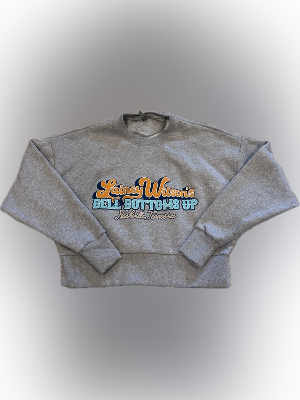 NWOT Next Level Apparel Heather Gray Lainey Wilson Crop Sweatshirt